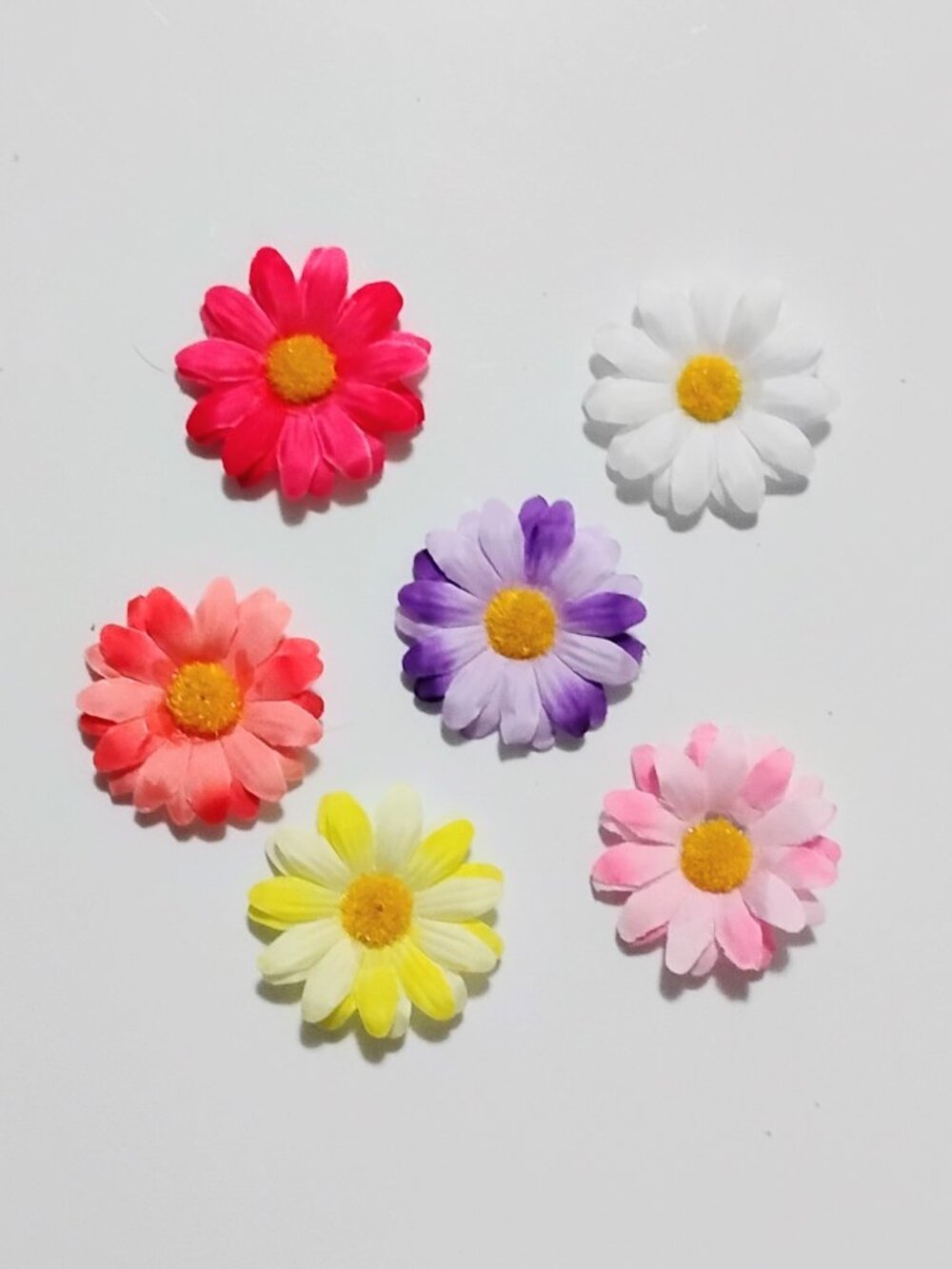 6 Fridge MAGNETS Pretty Large 2 Inch Round Artificial & Colorful Daisy Flowers